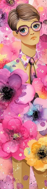 Free teacher bookmark featuring a pretty pink design with a male teacher